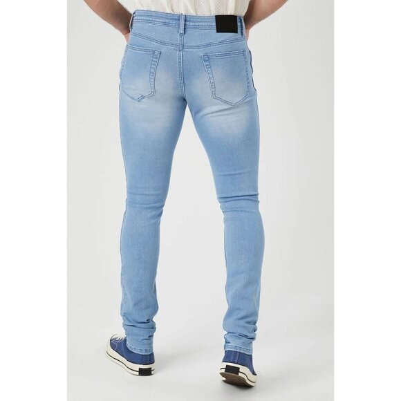 NWT FOREVER 21 Knit Stretch-Denim Skinny Jeans Size 33 Color Light Denim - Picture 3 of 10